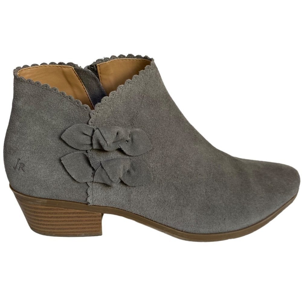 Jack Rogers Womens Booties Size 9.5 Kali Suede Ankle Boots Gray Chunky Heel - Picture 12 of 14